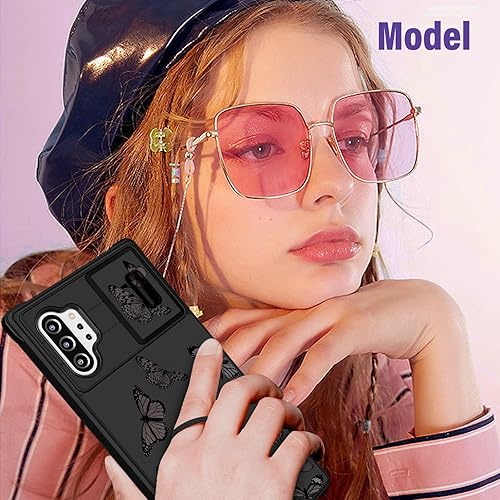 Miniatura 6 de para Samsung Galaxy Note 10 Plus Funda para Teléfono - Funda para Mujeres Mariposa Linda Niñas Cubierta Femenina Bonita Diseño de Mariposa Negra con