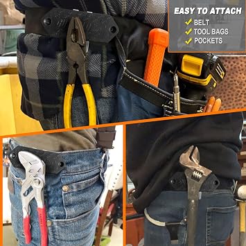 Magnetic Belt Tool Holder, Heavy Duty Tool Belt Clip, Storage Organizer for Screws, Hammer, Pliers, Drill Bit, Wrench, or Any Magnetic Tools and Hardware