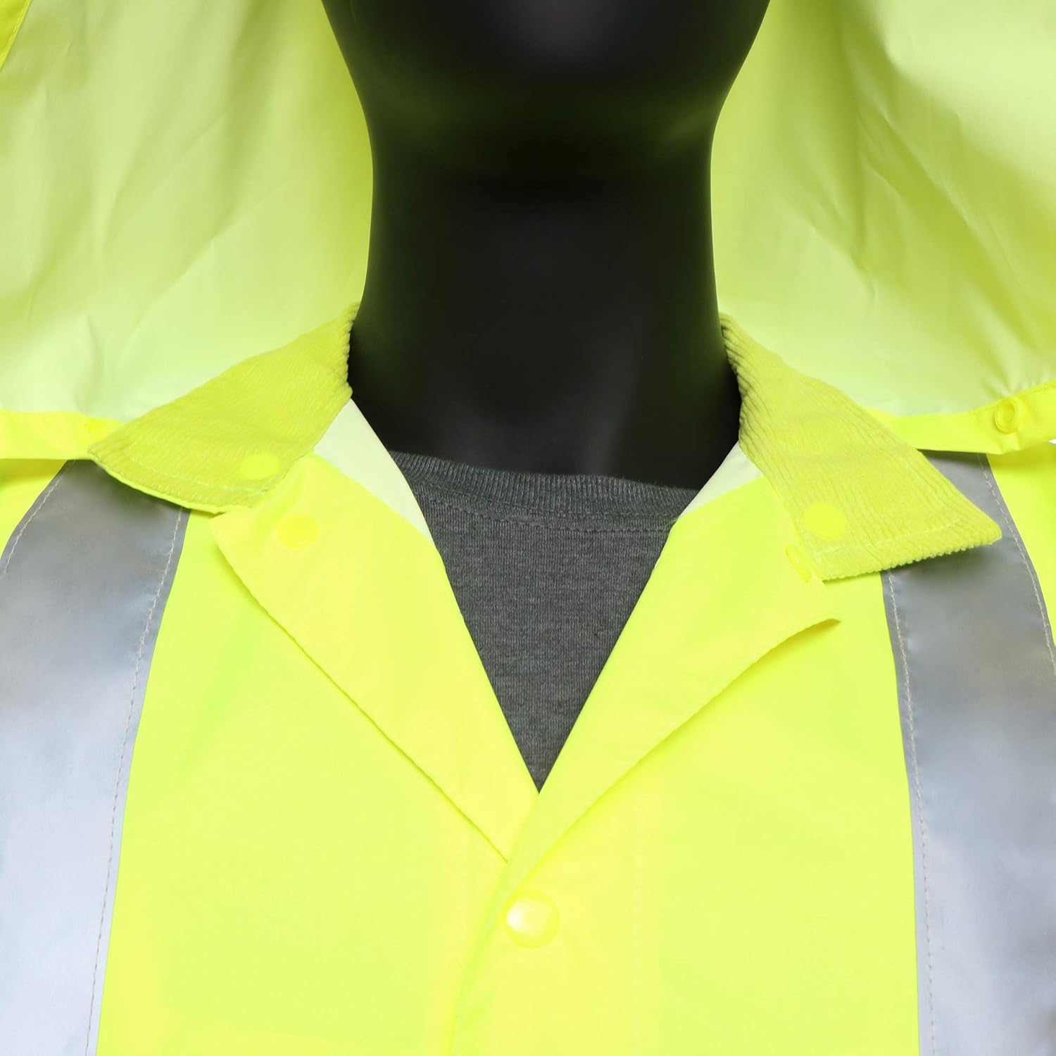 West Chester 44033JCA Hi-Viz Rain Jacket, X-Large - Green, Poly Oxford w/PU Coating, Corduroy Collar, Exterior Pockets