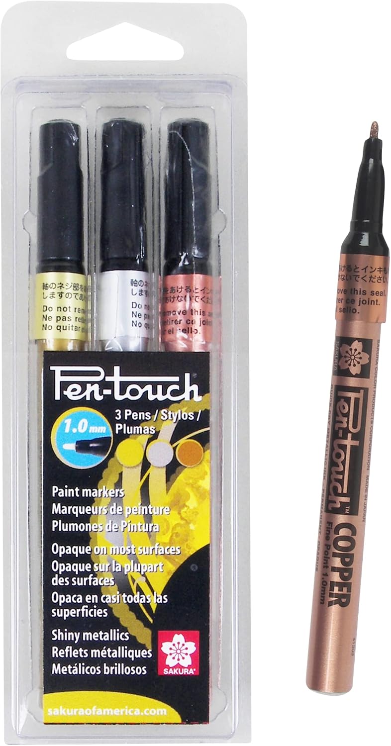 SAKURA Pen-Touch Paint Markers - Permanent Marker Pen - Assorted Metallic Colors - Fine Tip Size - 3 Pack & Pen-Touch Paint Markers Fine Tip Size - 7 Pack