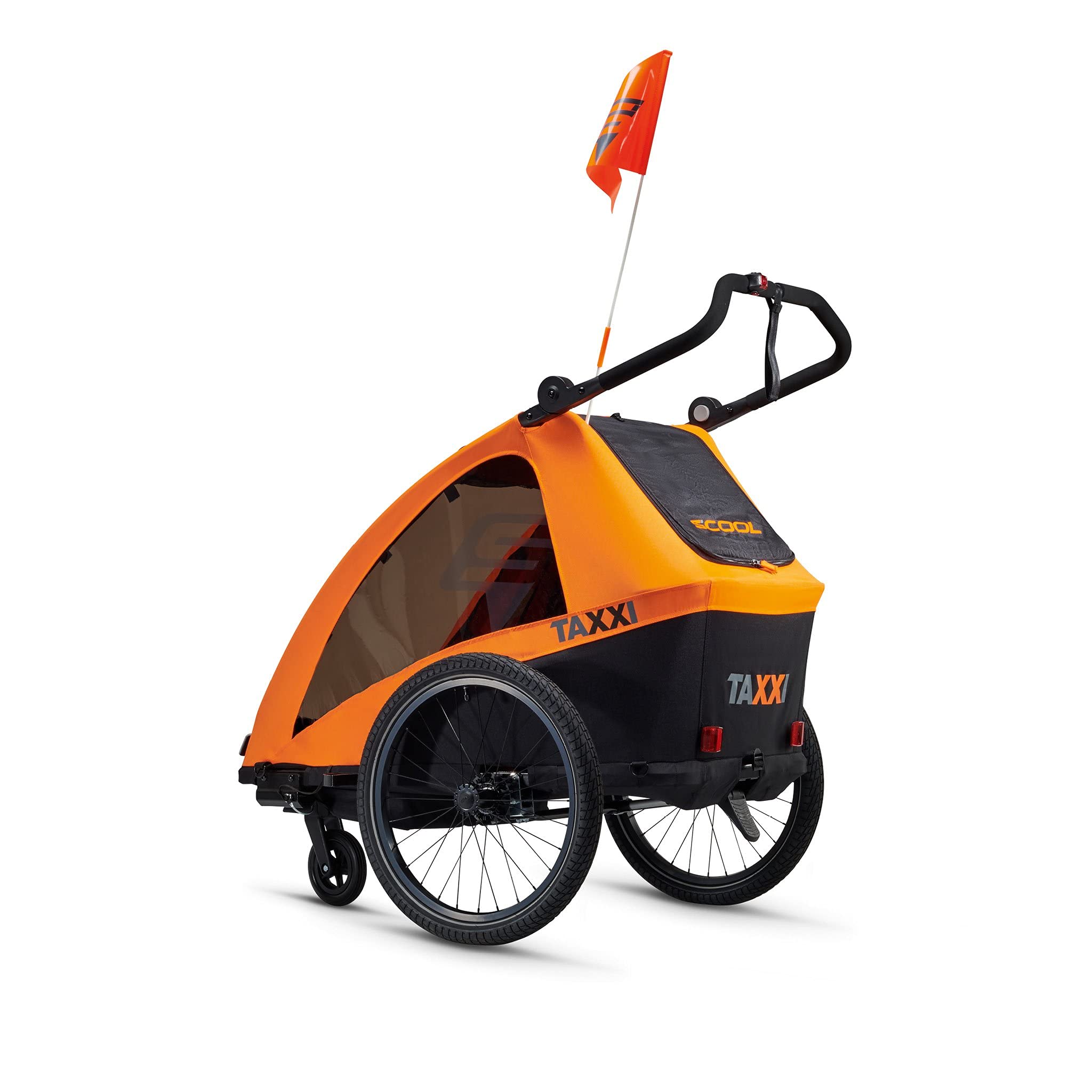 TAXXI Pro two orange Fahrradanhänger Buggy Jogger Multifunktionaler Kinderwagen 3-in-1 2 Sitze
