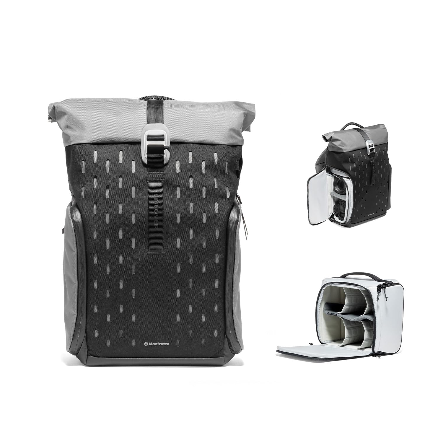 Manfrotto UNCOVER Zaino Fotografico 24L, Roll-Top Espandibile | Borsa Impermeabile per Fotografia e Viaggio, per Reflex/Mirrorless/Drone, con Accesso Laterale e Scomparto Laptop 14"