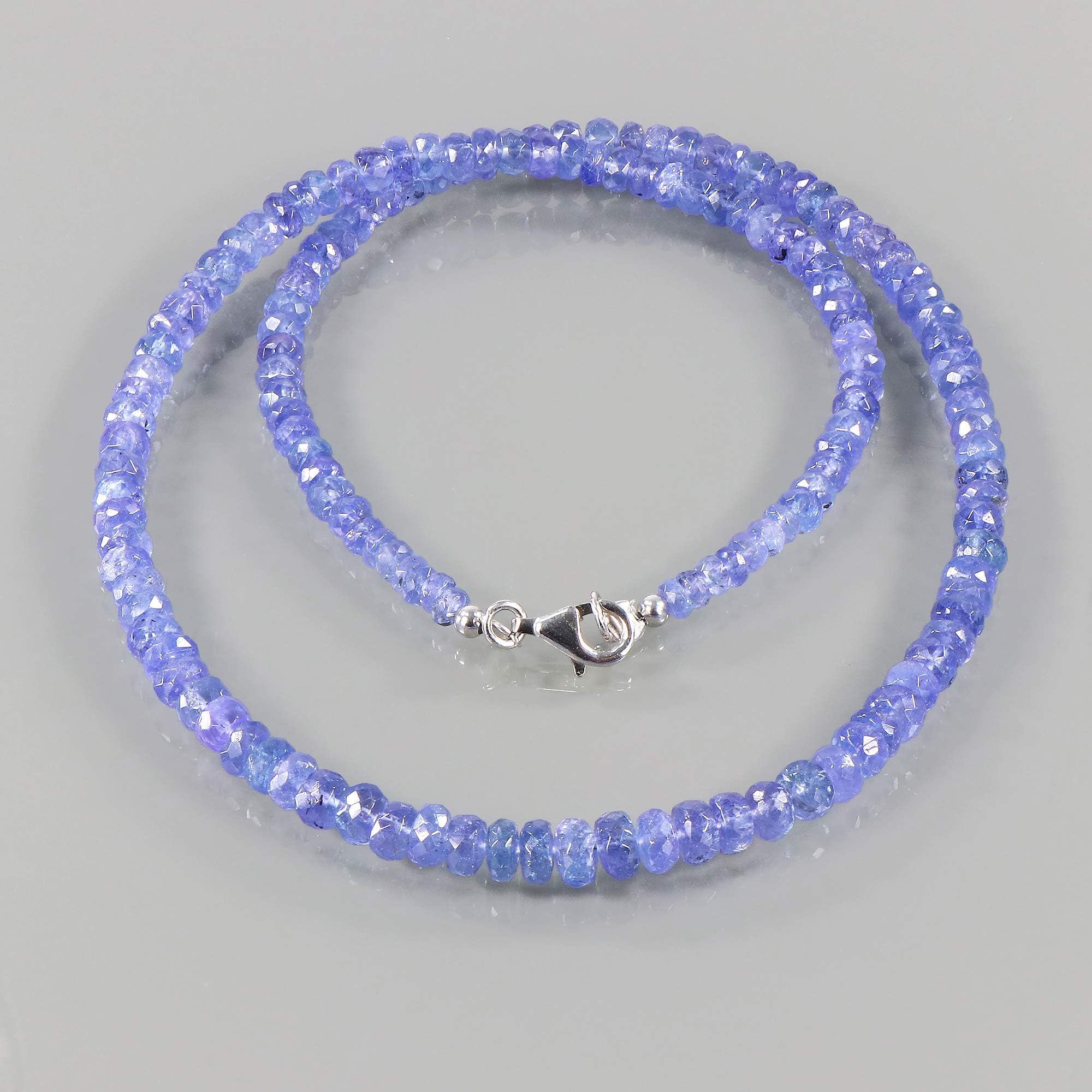 Collana di tanzanite naturale con lucchetto in argento sterling 925, gioielli di perle di tanzanite genuina sfaccettata, collana blu