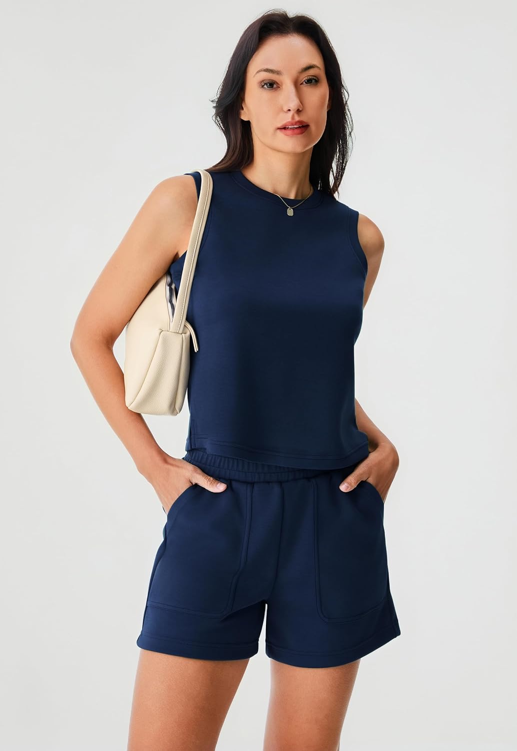 AFITNE Women’s 2 Piece Sets Summer Lounge Matching Outfits Sleeveless Tank Crop Tops and Shorts Tracksuit Sweatsuits - Image 2