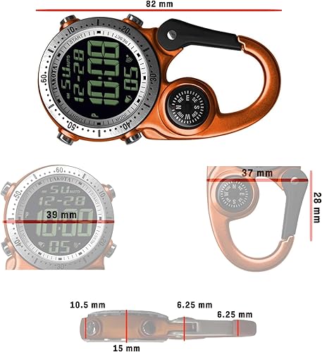 Miniatura 7 de Dakota Clip digital, reloj de clip, alarma, cronómetro, temporizador y reloj de doble hora, regalos al aire libre para hombres y mujeres, uso para