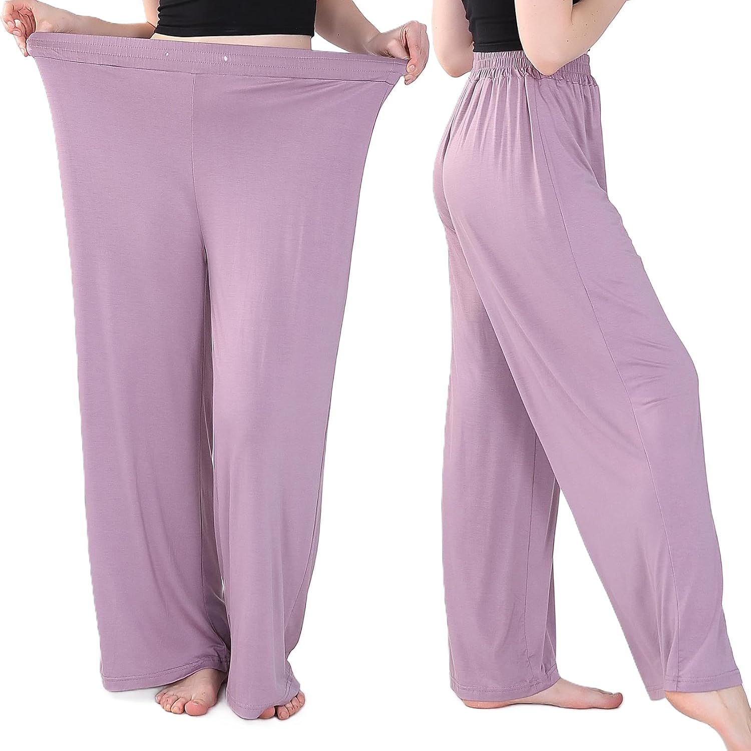 LovinPet Women's Pants, Wide Leg Pants Woman, Women Cotton Pants, Plus Size Wide Leg Pajama Bottoms with Pockets, 2XL to 7XL