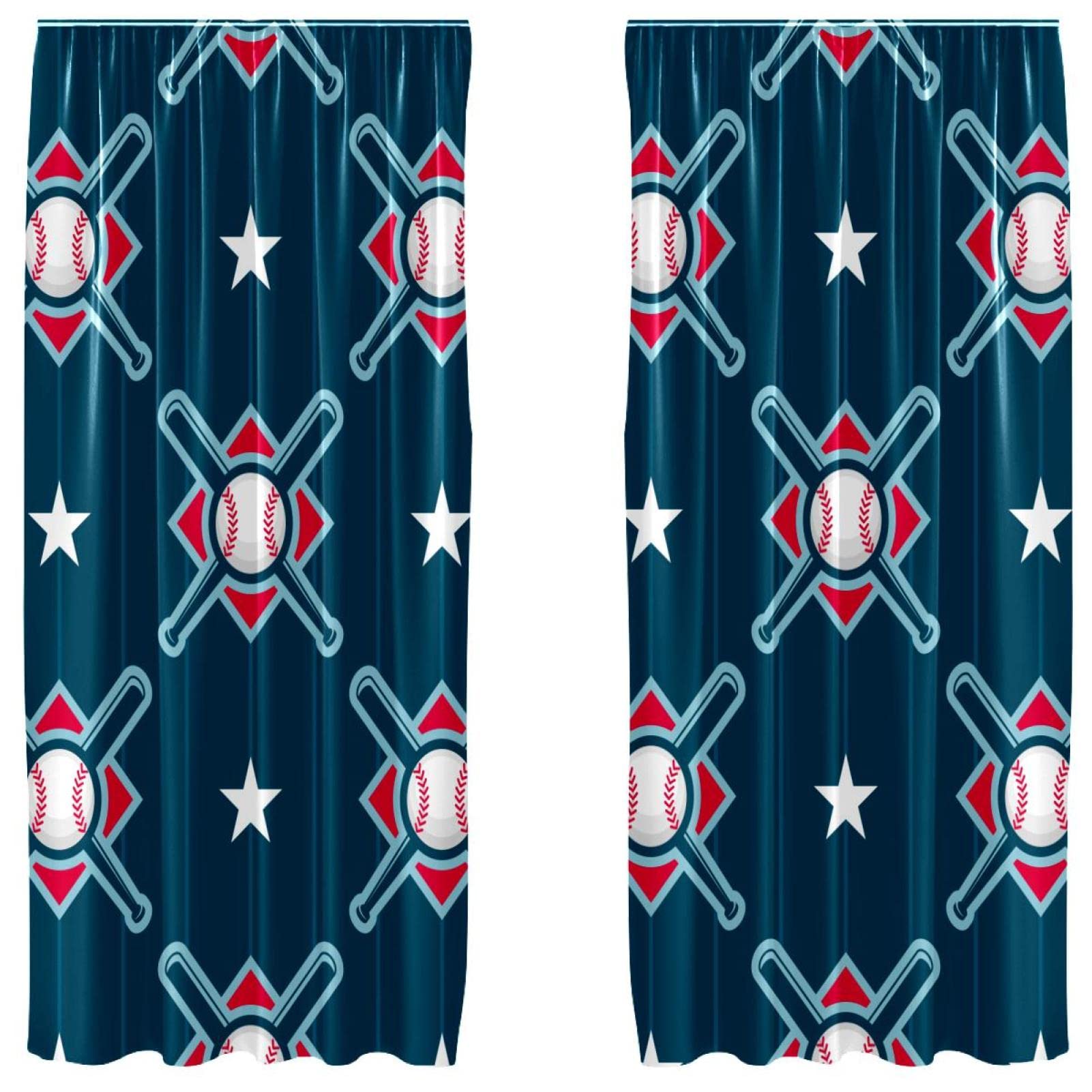 Rideaux occultants bleu baseball 140x213cm en microfibre douce