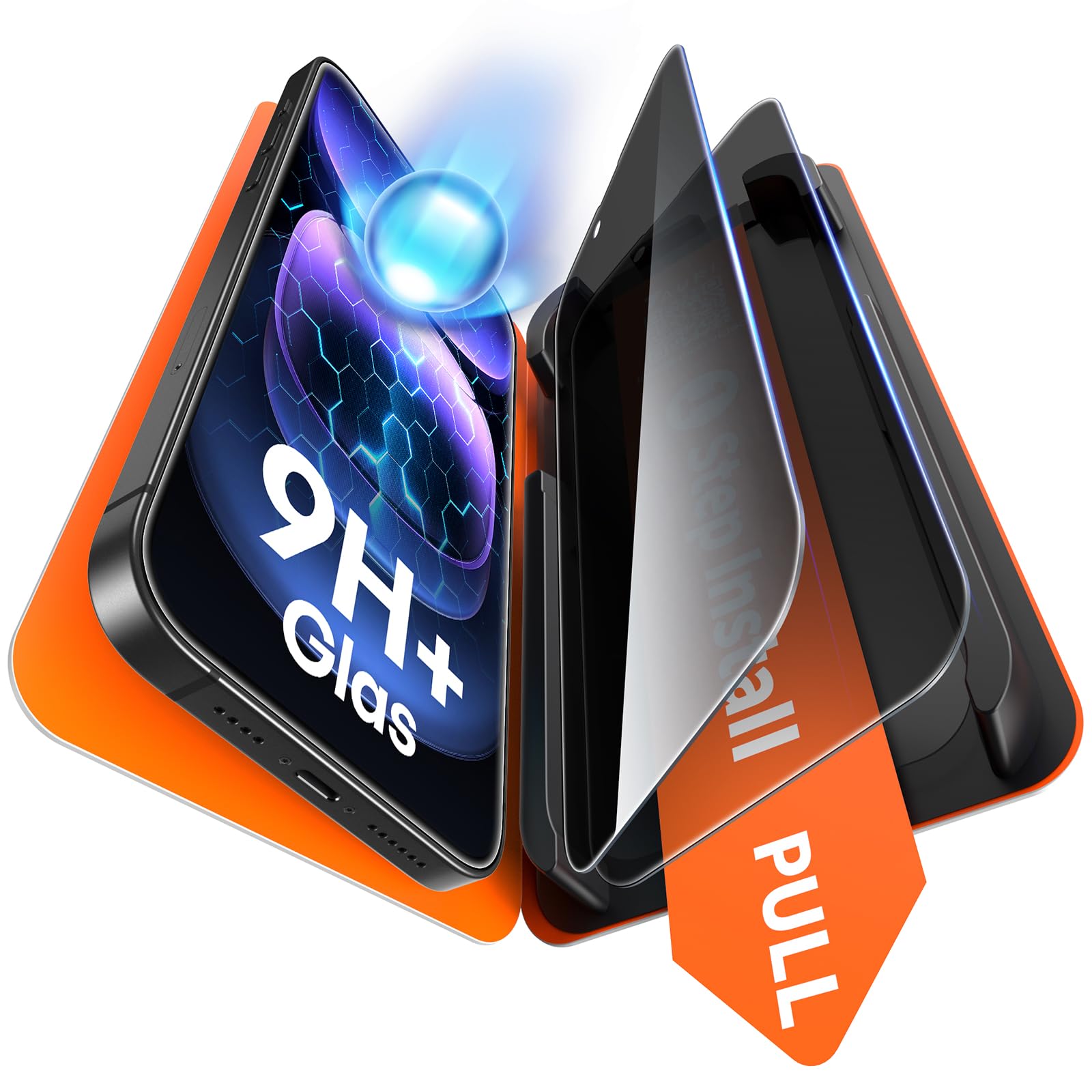 TAURI 2 Pack for 18 Pro Max Privacy Screen Protector, 1-Step Install