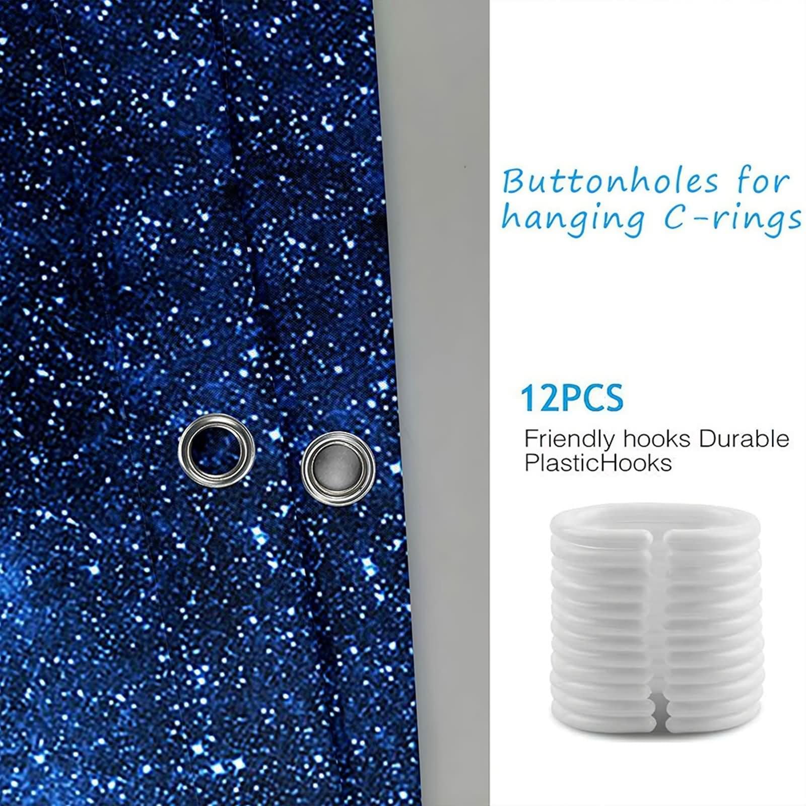 Cortinas de ducha frescas, cortina de ducha impresa hermosa galaxias azul poliéster 66 x 80 pulgadas