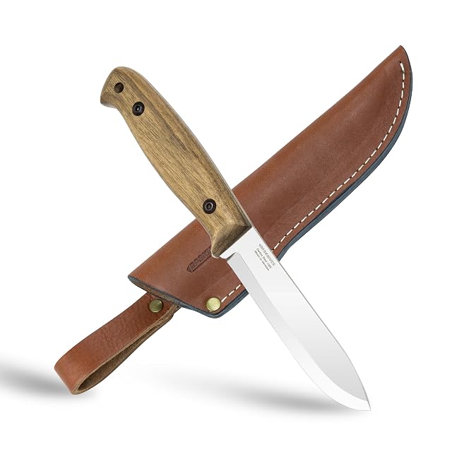 BPSKNIVES BS2FT CSH - Full Tang Bushcraft Knife With Leather Sheath - Survival Tactical Knife - Camping Knives