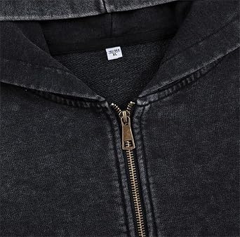Mens Oversized Hoodies Unisex Vintage Hoodies Zip Up Acid Wash Sweatshirt for Men Heavyweight