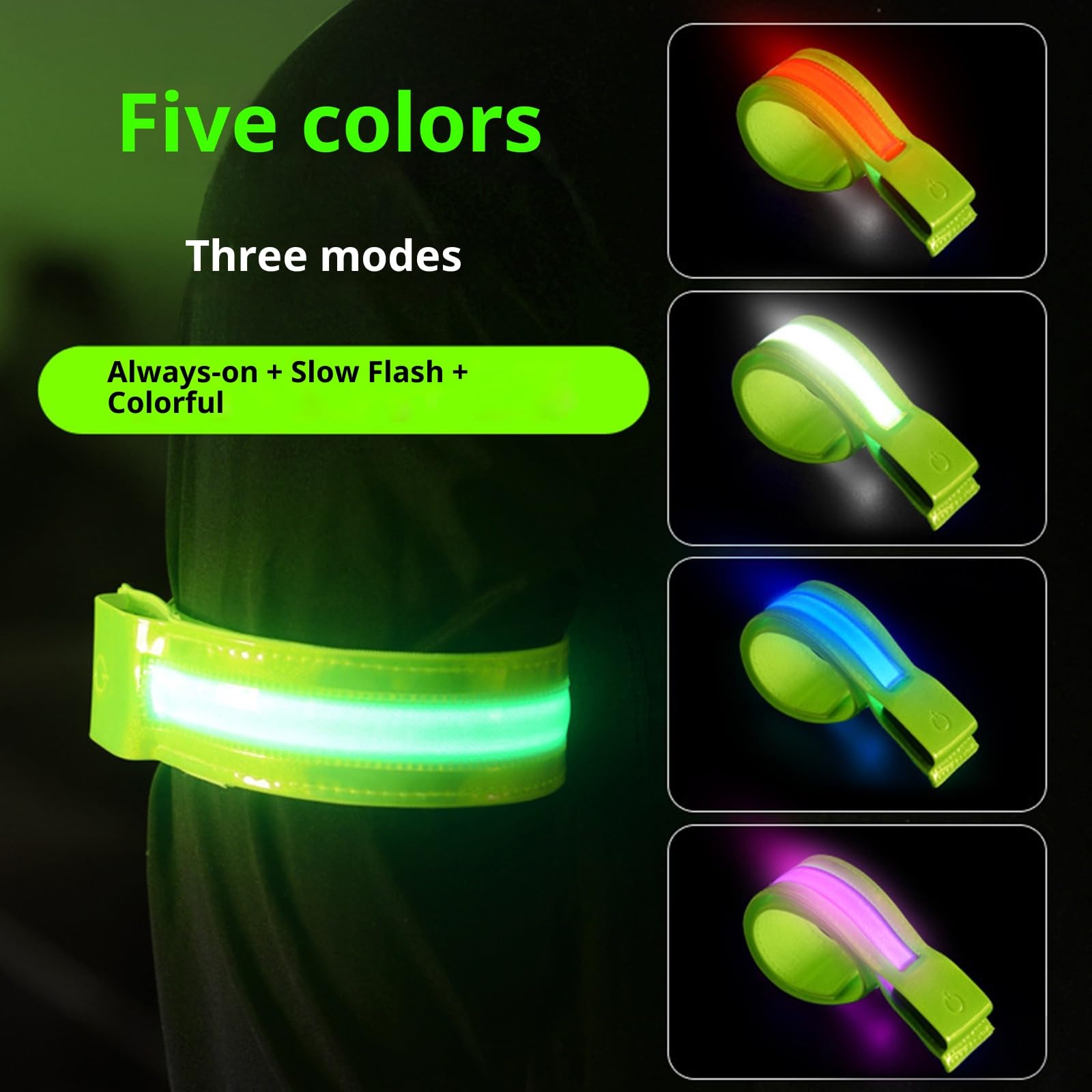 Brazalete reflectante recargable por USB con 360 luces LED, bandas LED de alta visibilidad para correr por la noche, ciclismo