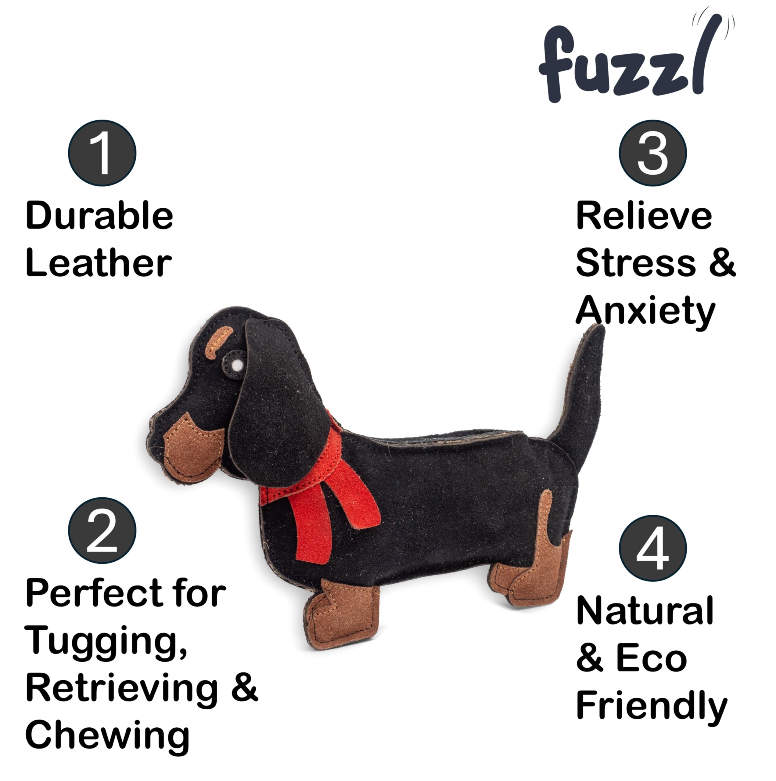 Fuzzl Eco Leather Sizzles the Dachshund Natural Dog Toys - Image 3