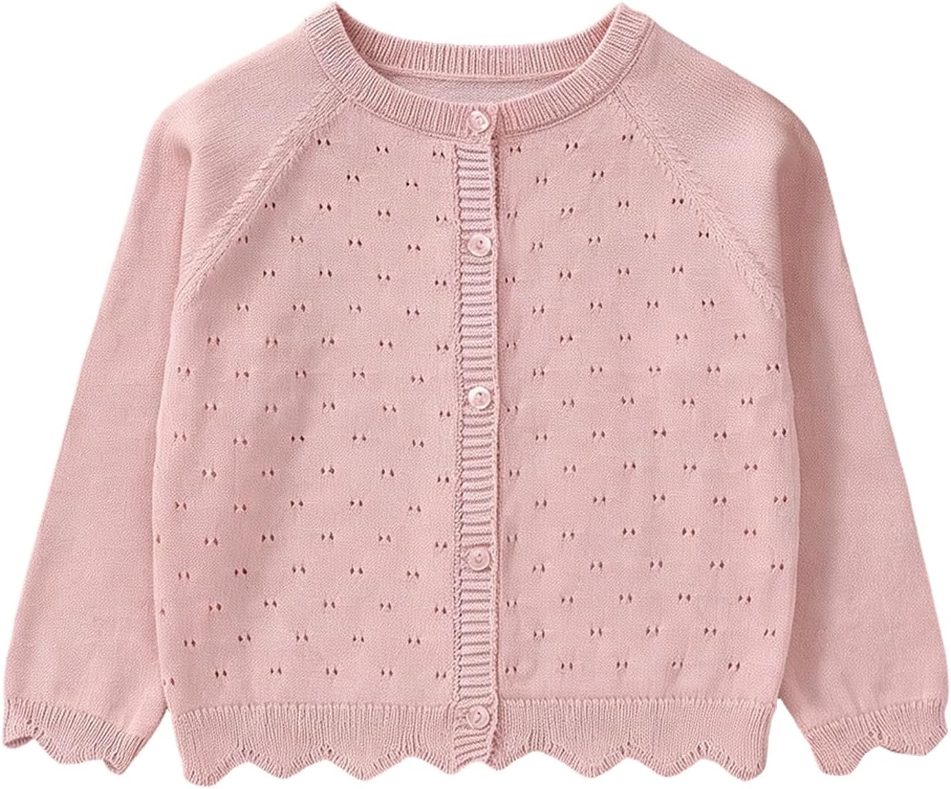 Toddler Baby Boy Girl Cardigan Sweater Scallop Trim Knitted Outwear