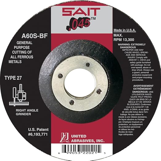 Sait 22021 4-1/2" x 7/8" x .045" Metal Cutting Wheel 50-Pack