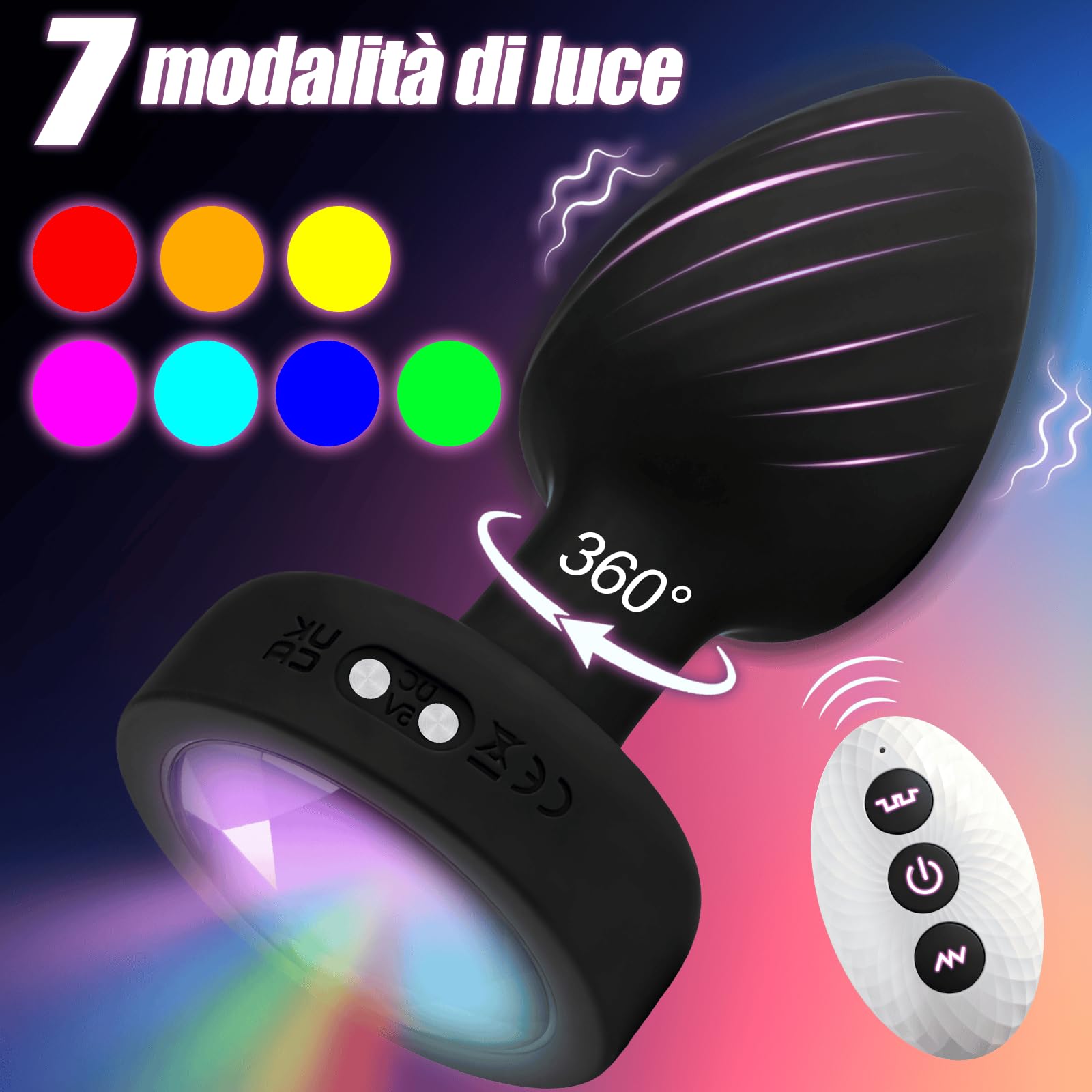 Plug Anale Vibrante, Stimolatore Prostata, Plug Anale Dilatatore Donna con Telecomando, Vibratoreper Uomo Professionale Prostata Vibratore con Modalità 7 Toys Sessuali per Uomini Nero