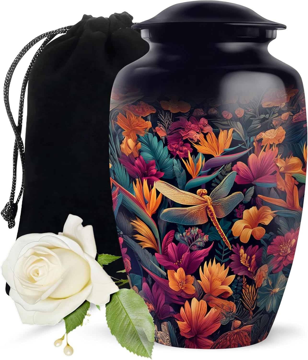 Fashionzaadi Vivid Dragonfly urn for Ashes Adult Male in 10 inch,Cremation urns for Human Ashes Adult Man, Urn for mom and dad