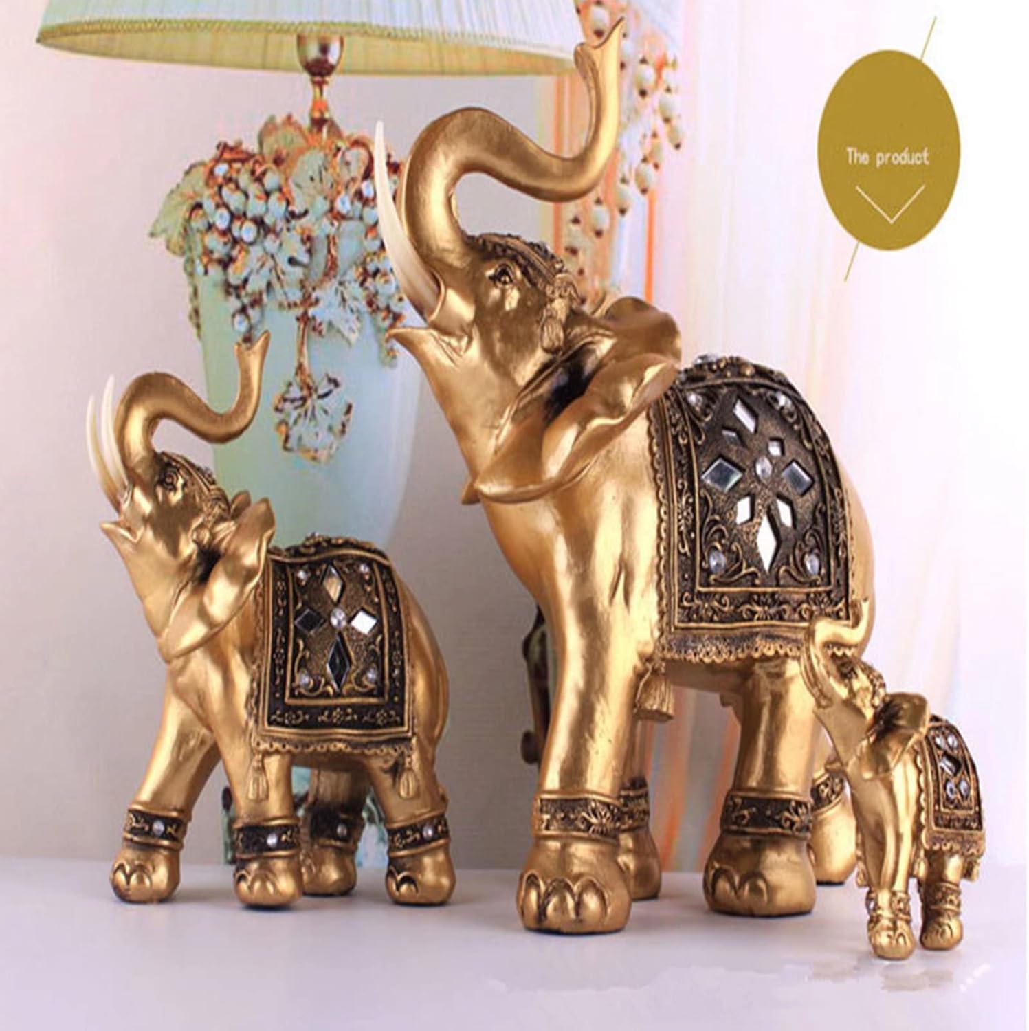Lucky Wealth Elephant Statue|Resin Elephant Sculpture Home Office Desktop Decoration,Best Gift(Small)