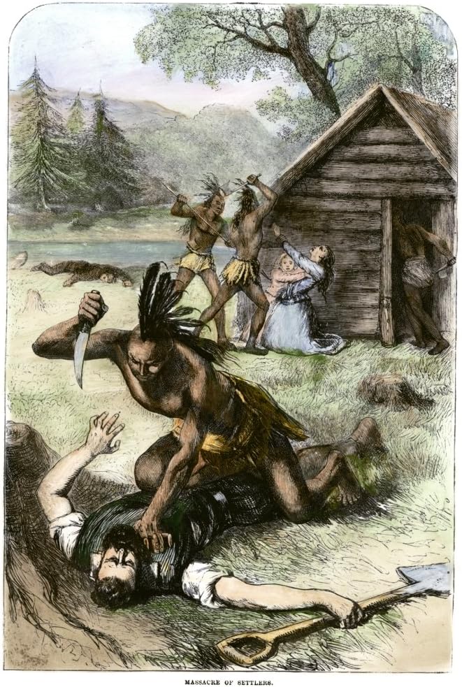 Jamestown Massacre 1622 Nthe Massacre At Jamestown Virginia 1622 Color Engraving C1875 Poster Print by (24 x 36)