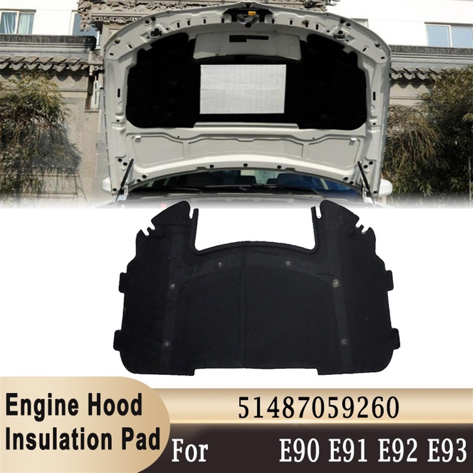 For BMW E90 E91 E92 E93, voorkap Motorisolatie Pad 323i 325i