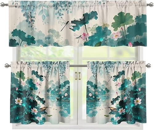 Miniatura 15 de Cortinas de Cocina con Patrón de Gallo Juego de 3 Piezas Elegante Juego de Cortinas de Cocina y Cenefas Elegante Juego de Cortinas de Sombra para