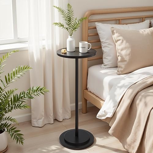 Mesa de bebida redonda de piedra de alta calidad, mesa auxiliar con base de mármol resistente, mesa auxiliar de cóctel para sala de estar, mesa