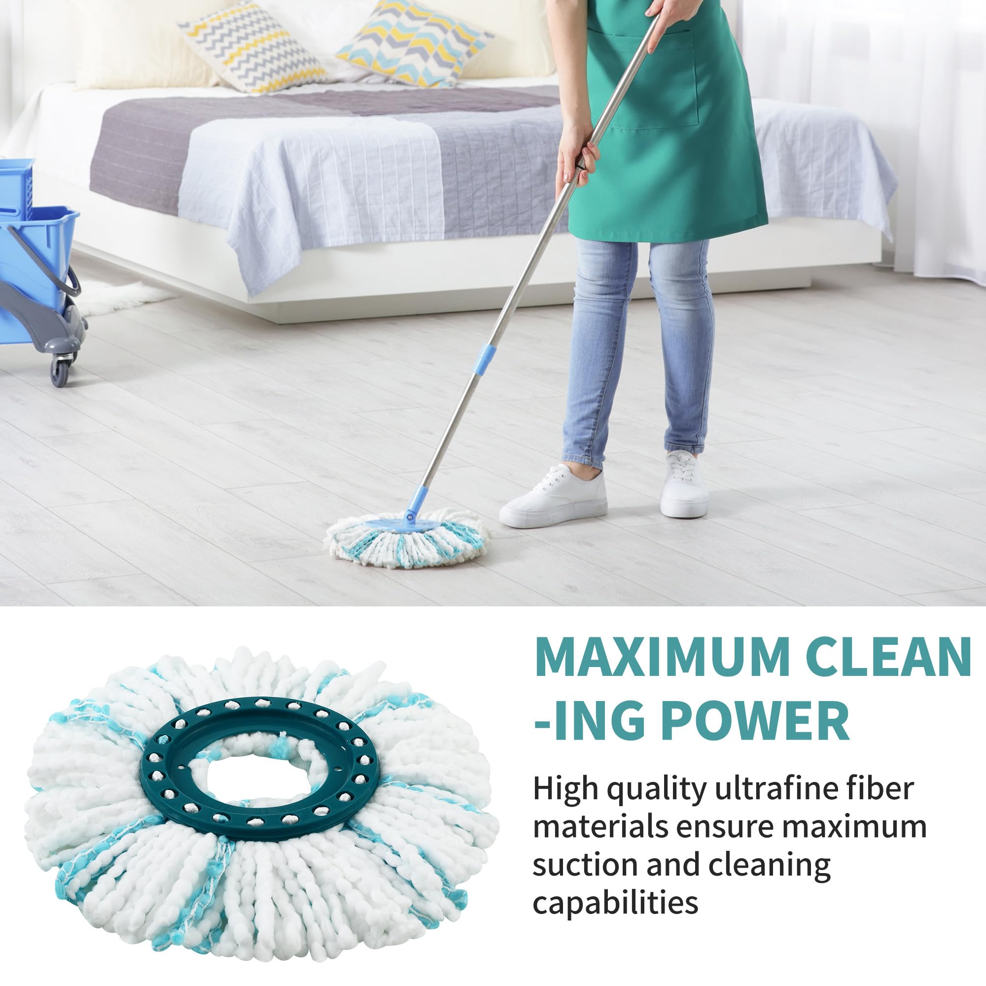 HAOYULUO 4 têtes de rechange utilisées pour Leifheit Clean Twist Mop ,blanc,pour tous les types de sols
