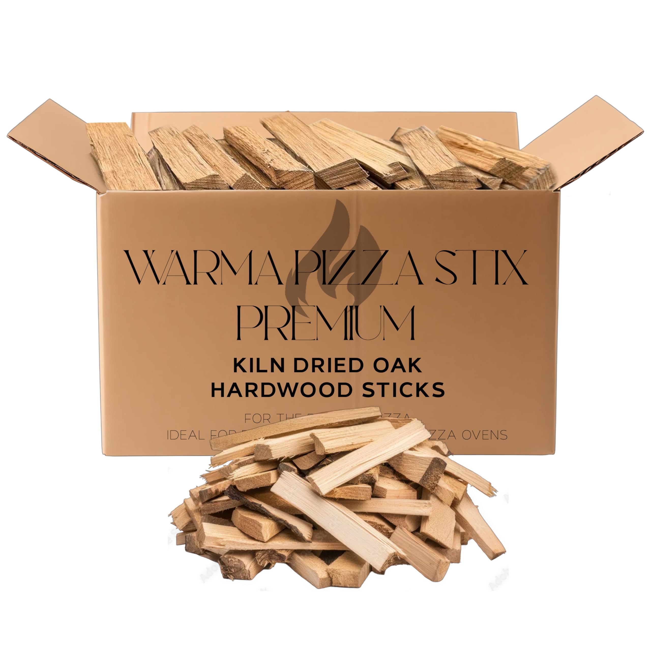 Warma Beige Oak Pizza Wood Stix Logs - Kiln Dried Oak Hardwood Kindling Wood Sticks - For Ooni Uuni Nero Dellonda Portable Small & Mini Pizza Oven Wood Garden Outdoor Fire Pits & Stoves - 1 X 4.5Kg Box