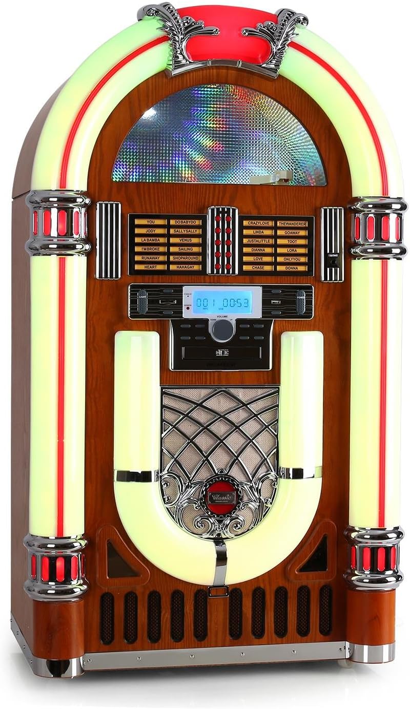 Ricatech RR2100 Retro Jukebox Record Player & CD Player, AM/FM Radio, Record & MP3 Player