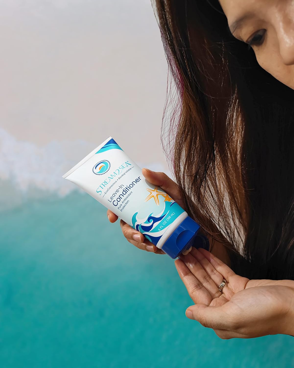 Stream2Sea Leave-In Hair Conditioner Detangles & Replenish Moisture in Hair Natural Reef Safe Formula – Sulfate and Paraben Free with UV Protection Travel Sized 1 Fl Oz, 3-Pack