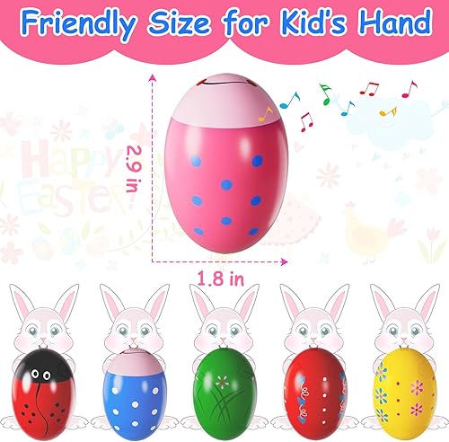 Miniatura 2 de Paquete de 6 pompones musicales de percusión de madera, rellenos de calcetines para niños de 1 a 3 años, rellenos de calcetines de Navidad, huevos