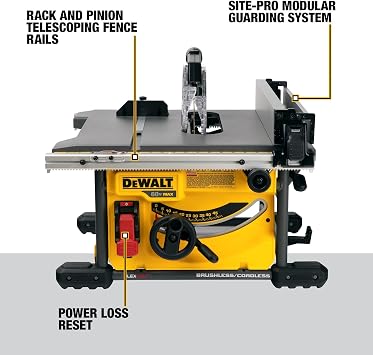 DEWALT FLEXVOLT 60V MAX* Table Saw, 8-1/4-Inch, Tool Only (DCS7485B)
