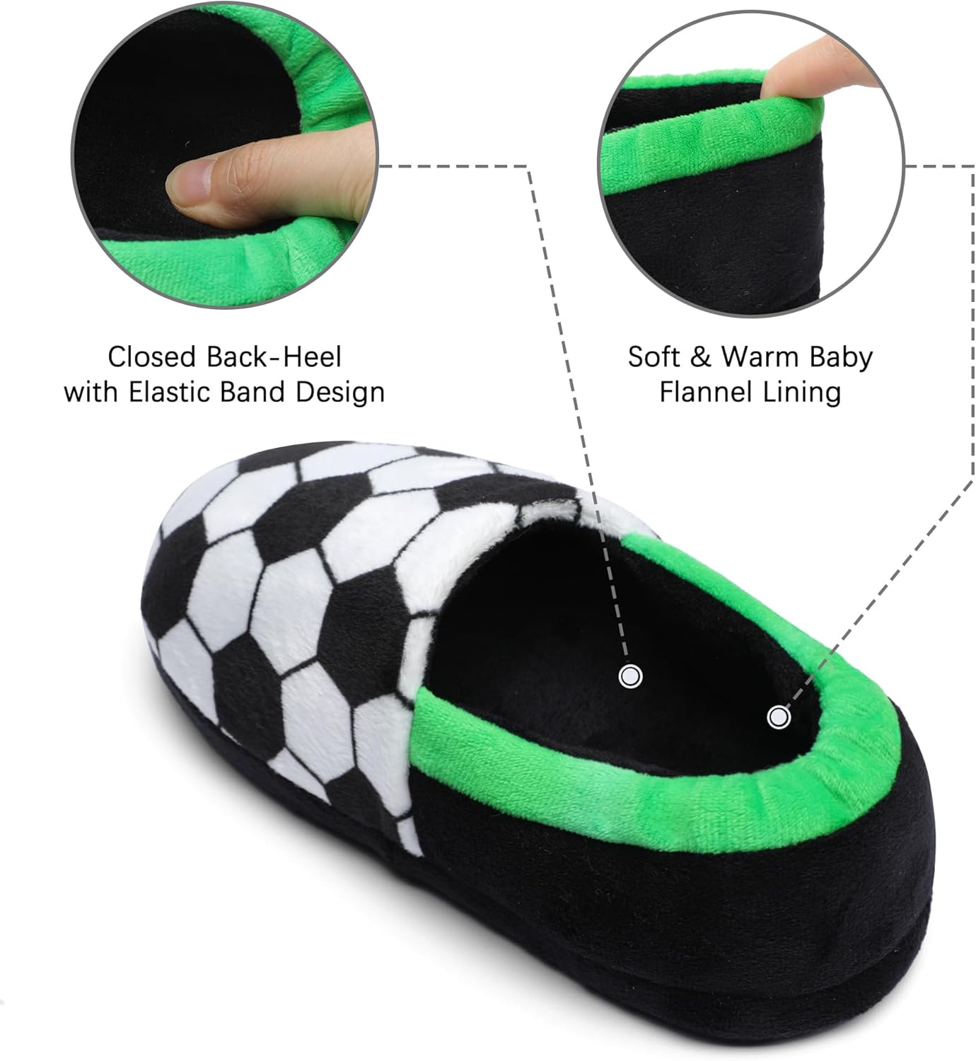 festooning Toddler Boys Girls Football Slippers Soft Fuzzy Slip-Ons Little Kid Warm Indoor House Slipper Shoes - Image 3