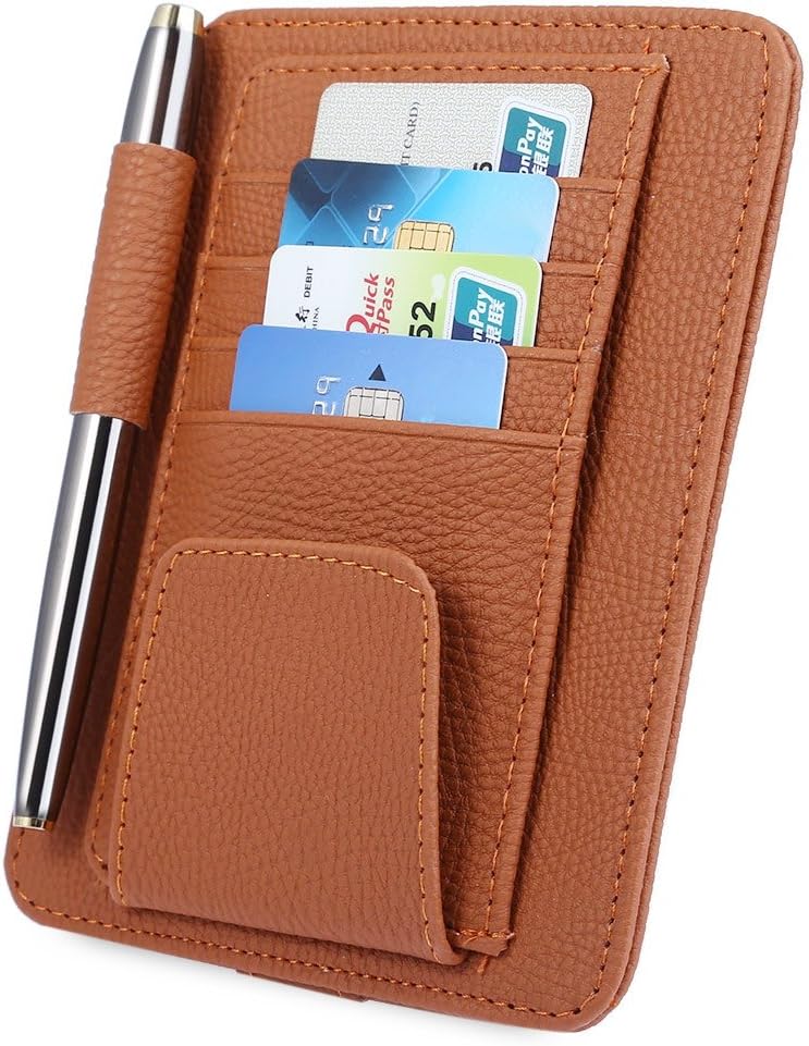 AUTOLOVER Multifunctional Car Visor Organizer Pouch, PU Leather Card Storage Holder Sun Glasses Case Holder Bag for Auto Vehicle Truck Navy(Jacinth)