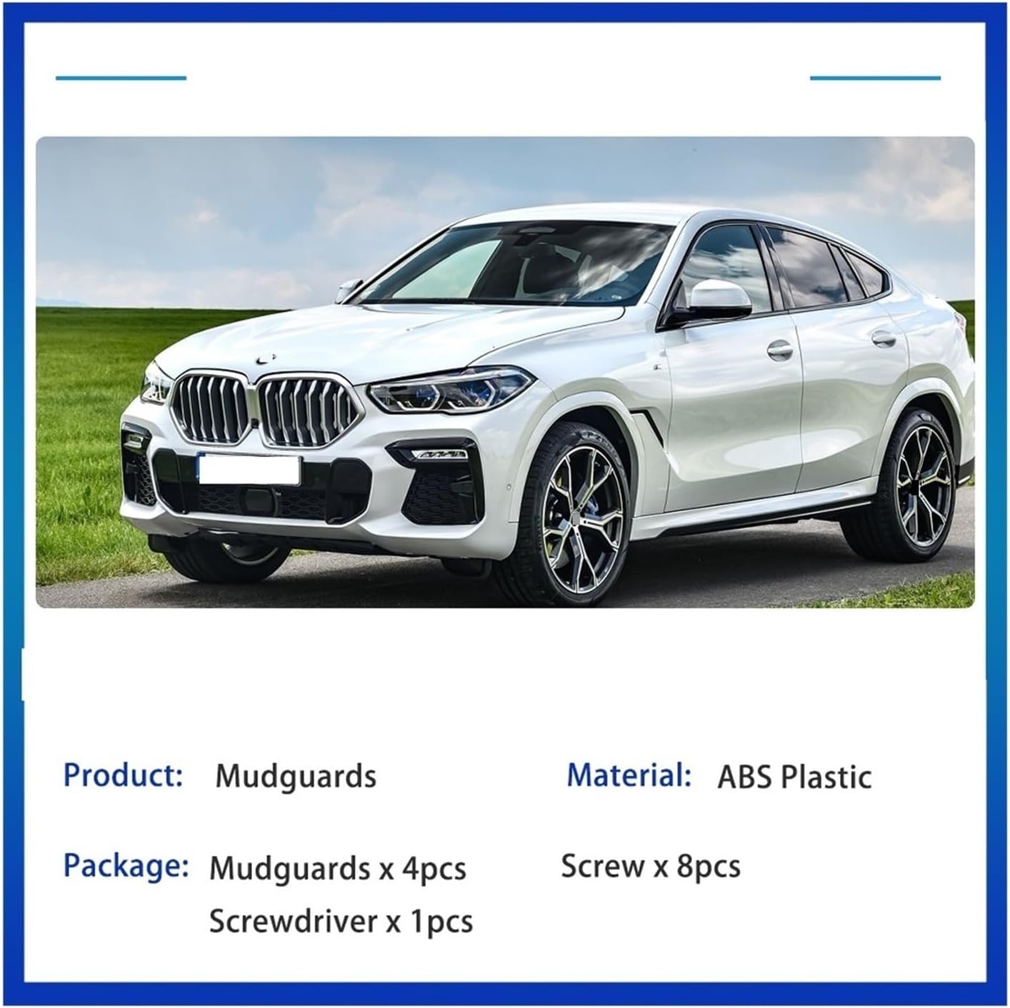 4X Mudguards Mudflap Mudguard Fenders Anti-Splash Upguards Front Rear Wheel 4Pcs Car Stying Accessories Compatible with BMW X6 G06 2020 2021 2022 2023