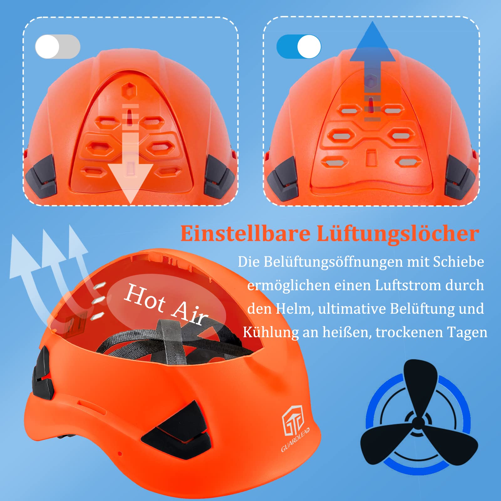 Safety Helmet Hard Hat for Men and Women ANSI Z89.1 Approved Hardhats Ideal for Industrial & Construction,Vented (Orange with Clear Visor - Image 3