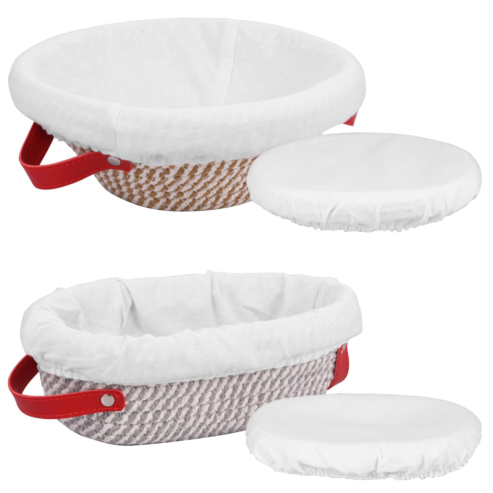 Foppla Set 3 Bread Proofing Basket,Cotton Rope Sourdough Prooving Basket For Baking Oval And Round Banneton Bread Baskets With Liner And Cover For Homemade Sourdough Baking(Set 3)