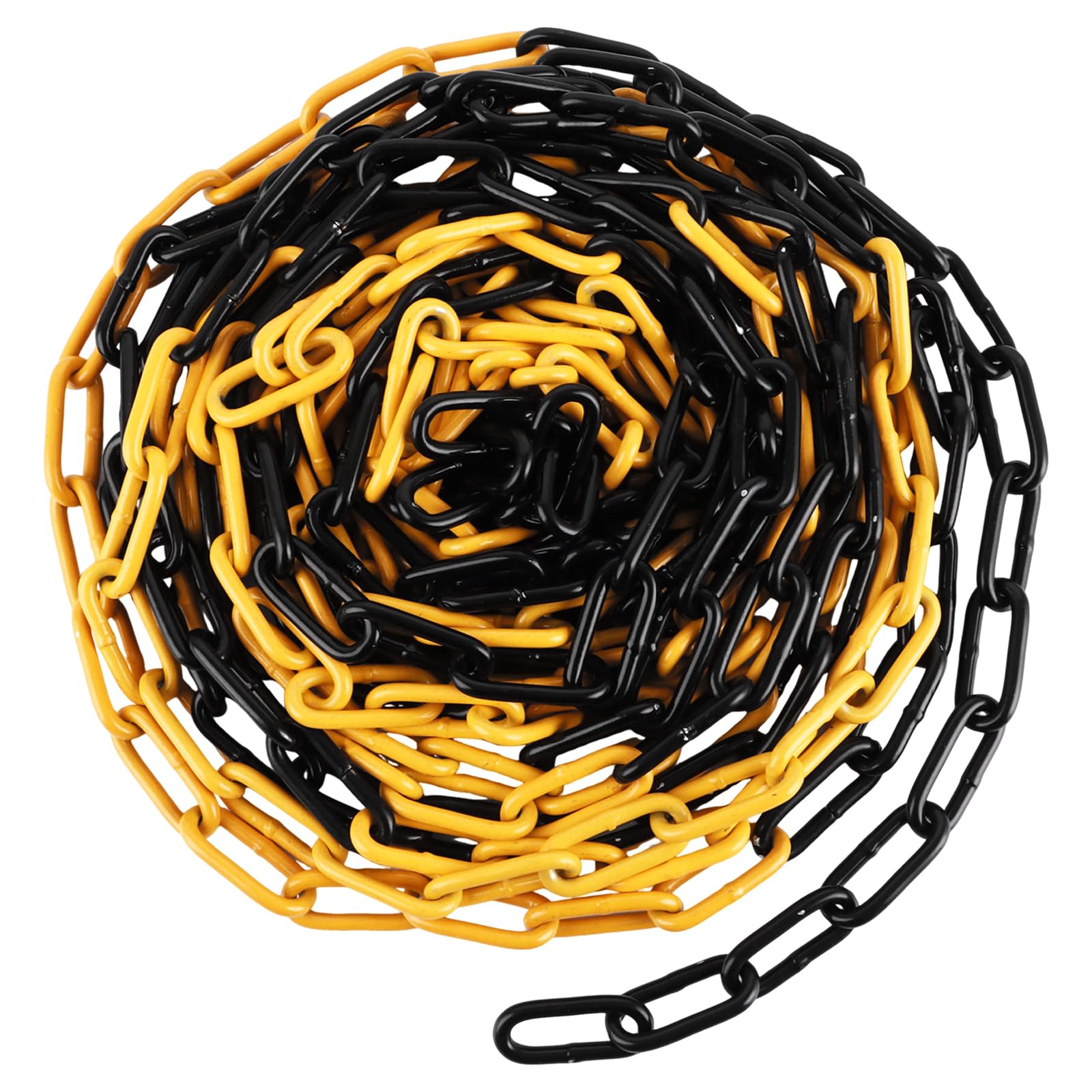CYEER Catena di sicurezza in metallo (5 mm di spessore) – Catena in acciaio a righe giallo-nero – Robusta catena di sicurezza per parcheggio, cantiere, magazzini e industrie, resistente alle