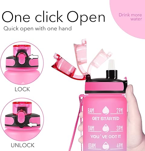 Miniatura 6 de Botellas de agua de 32 onzas con popote y correa, botellas de agua motivacionales con tiempos para beber, botella de agua deportiva reutilizable sin