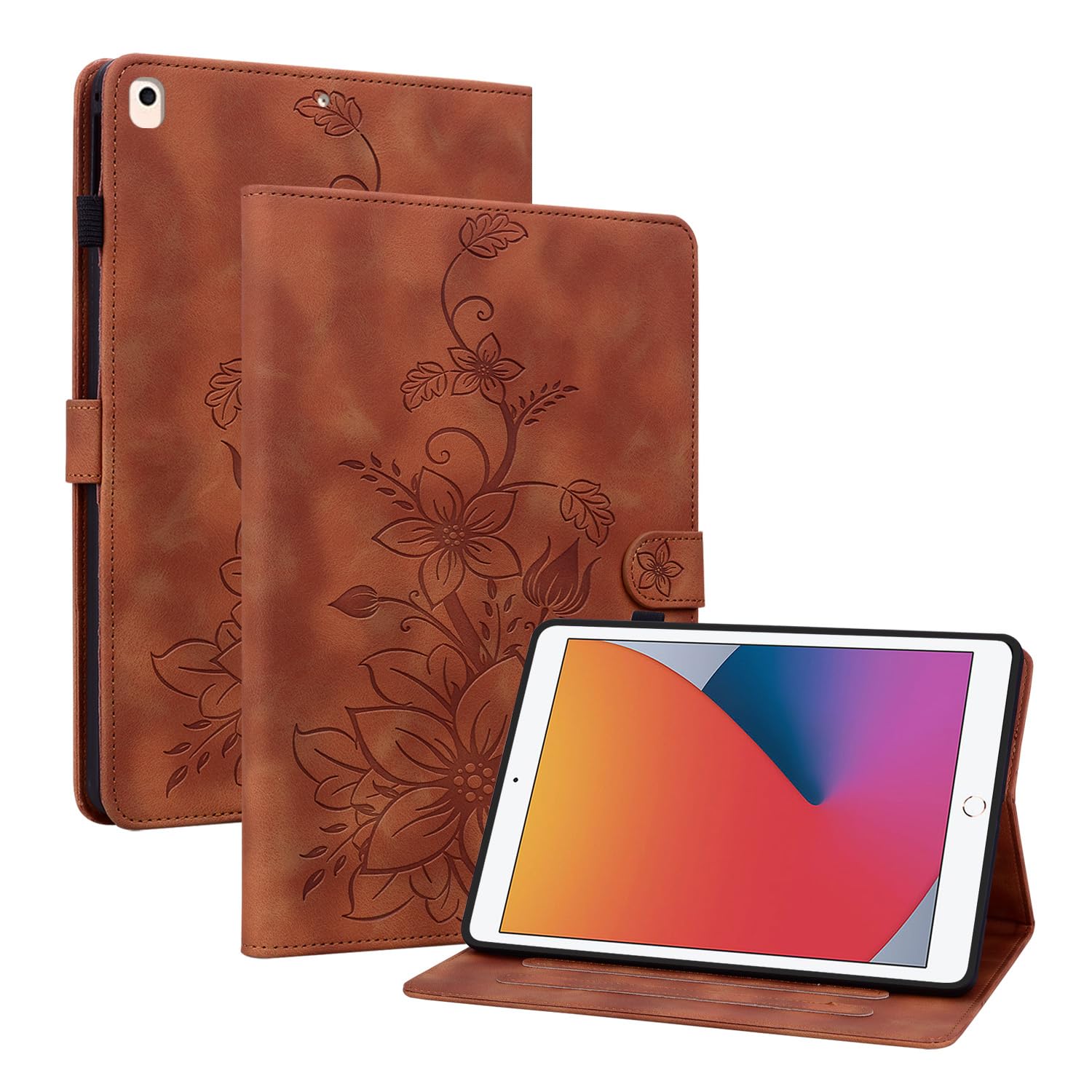 Étui iPad 6e génération marron avec support stylet pour le bureau - 8