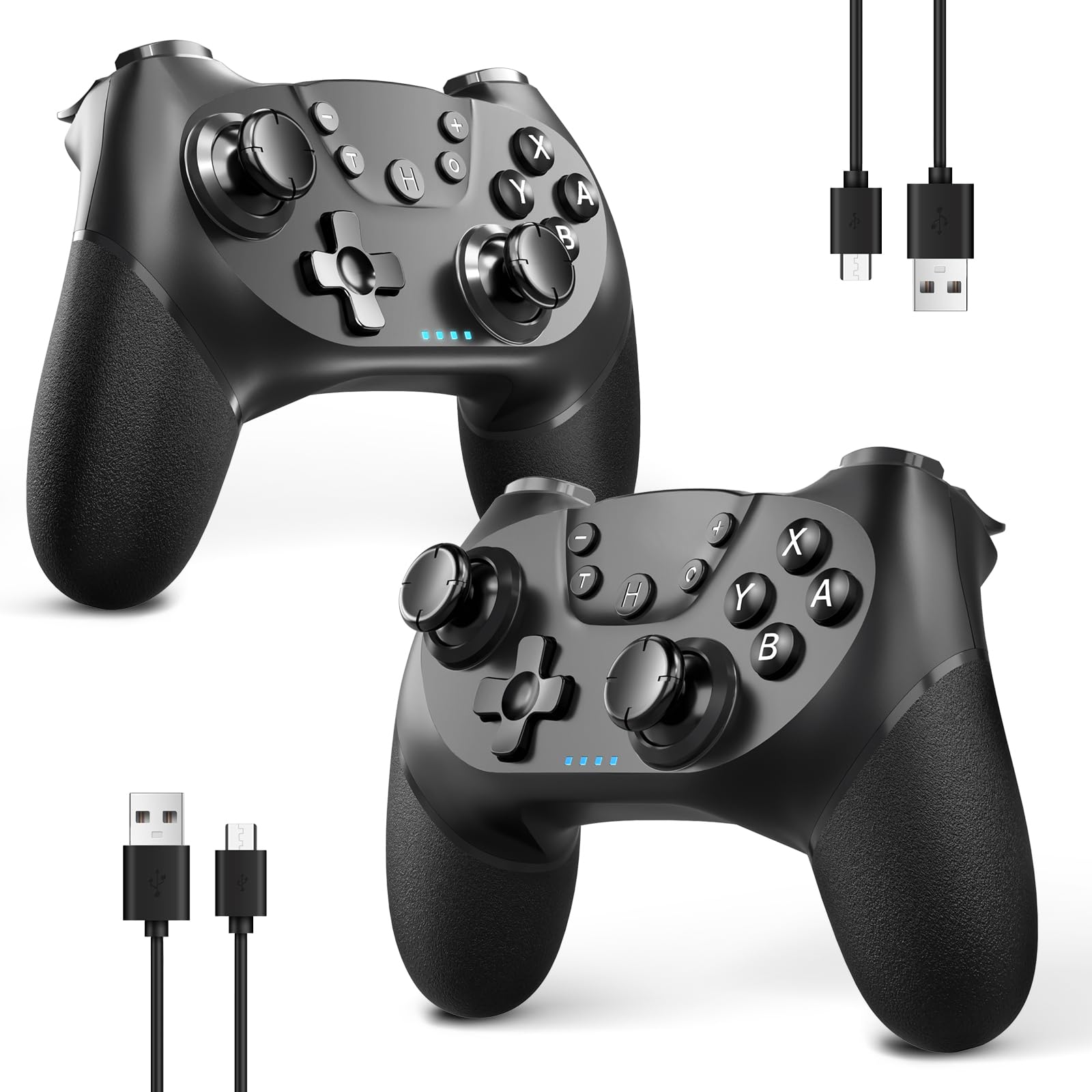 AceGamer 2pcs Controller Wireless per Switch/Switch 2/Lite/OLED, Controller per Switch Pro con funzione di risveglio con un solo pulsante con doppia vibrazione/turbo/screenshot (Nero)