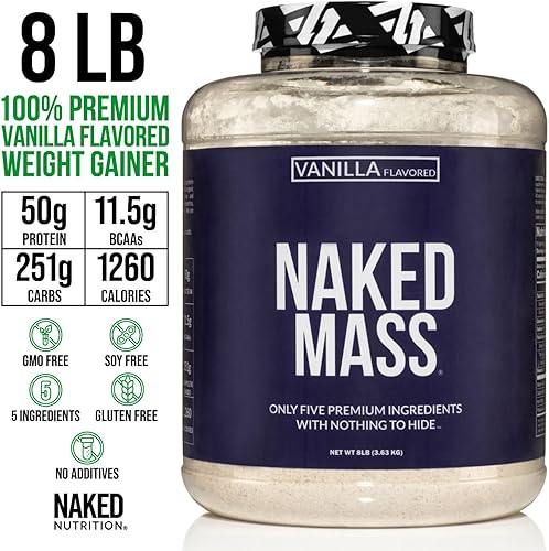 Miniatura 10 de NAKED Masa de mantequilla de maní de chocolate, 1,280 calorías, 1.76 oz de proteína, nada artificial. Polvo de proteína para ganar peso totalmente