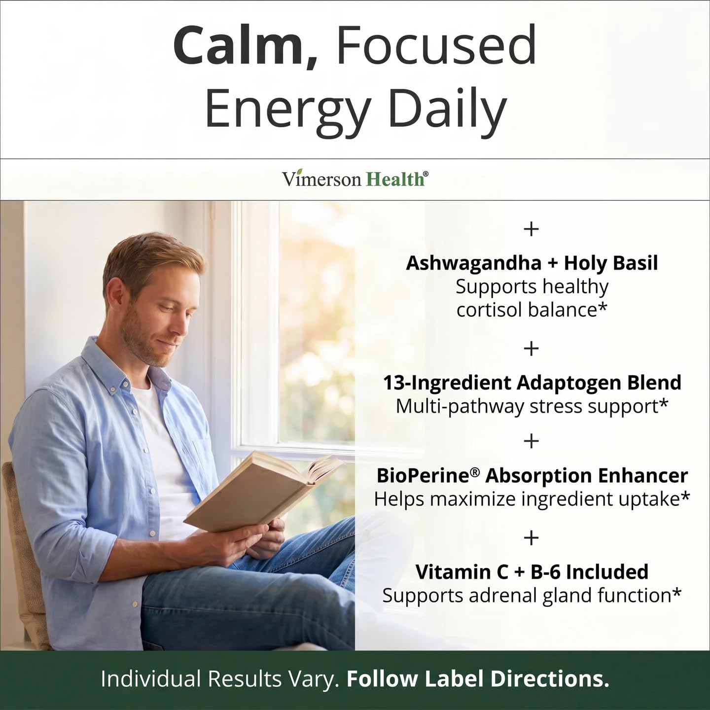 Adrenal Support Supplements - Ashwagandha, Rhodiola & Holy Basil, 60 Caps — Amazon image 4