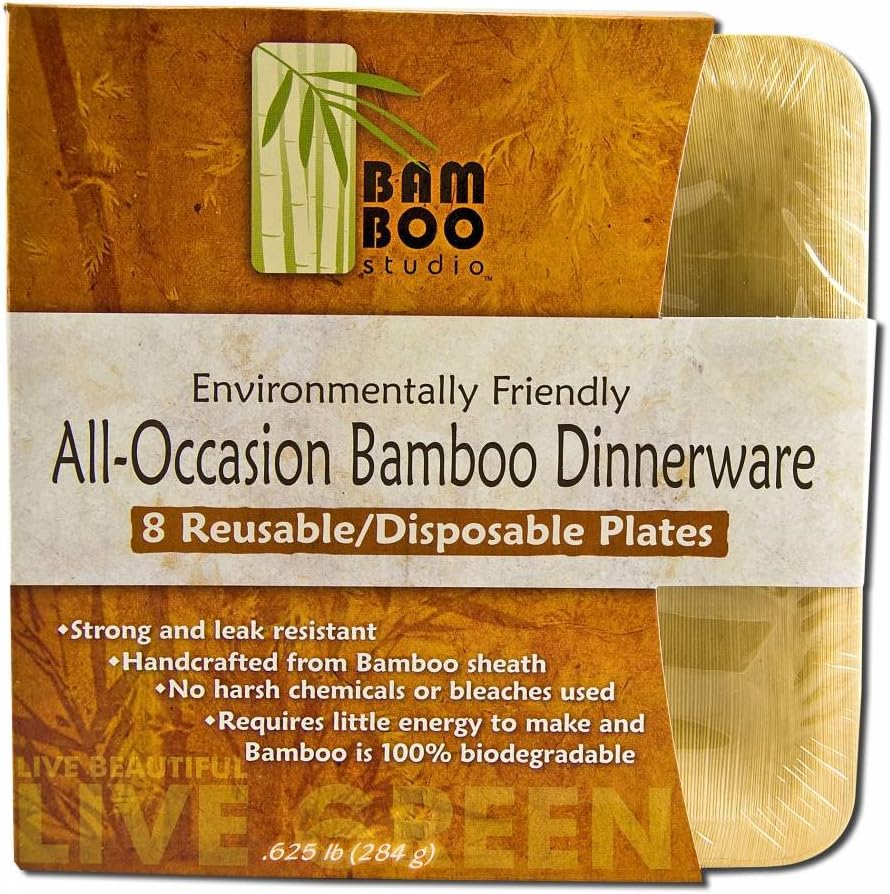 Bamboo Studio 10 Square Inch Plate, 8-Pack, Natural Color