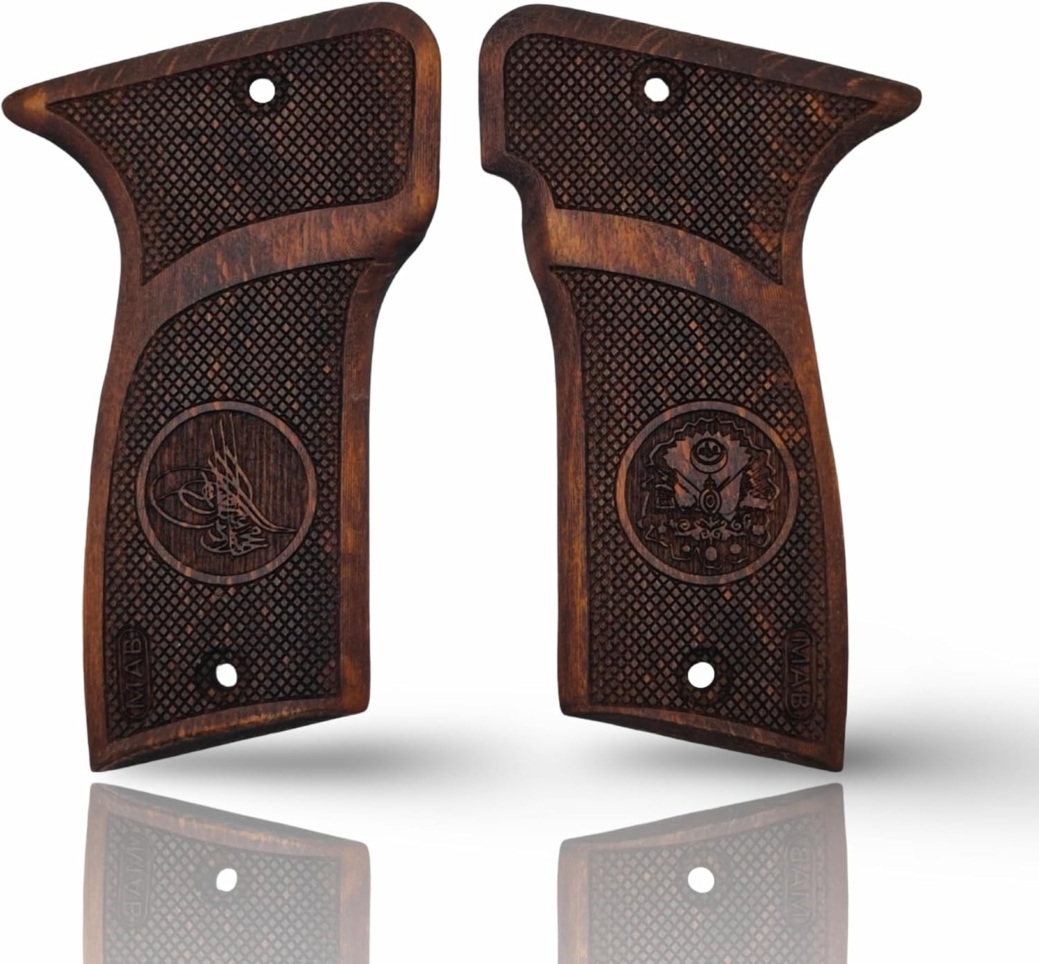 | Wooden Pistol Grips Compatible with MAB Model D (.32/.380) | Wooden Grip Panels with Laser Engraving, CNC Fit | Replacement for MAB D