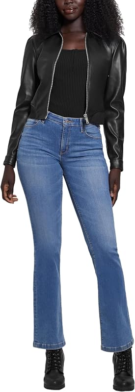 campera de cuero Fancy Faus con cremallera para mujer