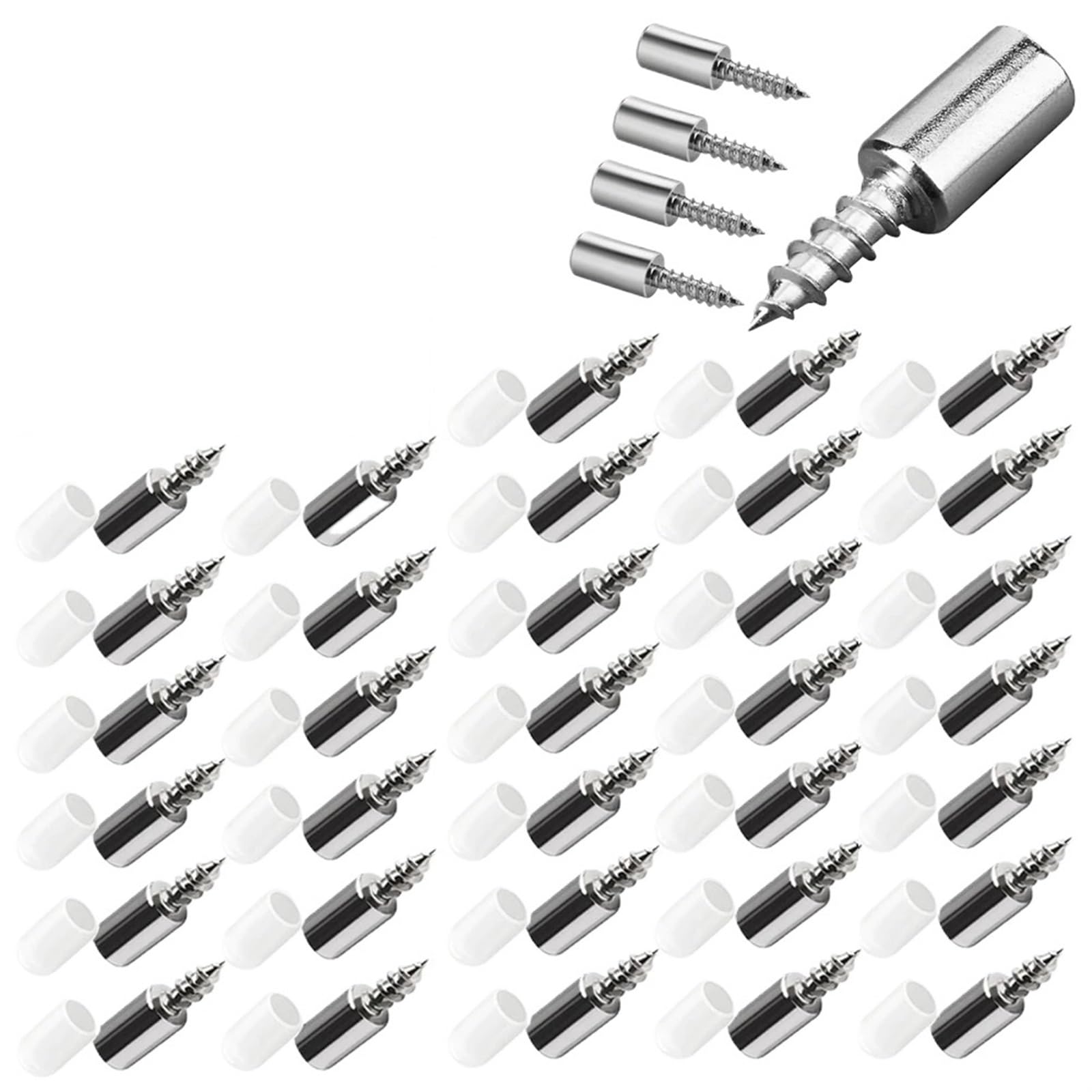 20Pcs Wardrobe Cabinet Glass Partition Nails Cross Self-Tapping Screw with Rubber Sleeve Screw Plate Support Partition Bracket(80PCS)