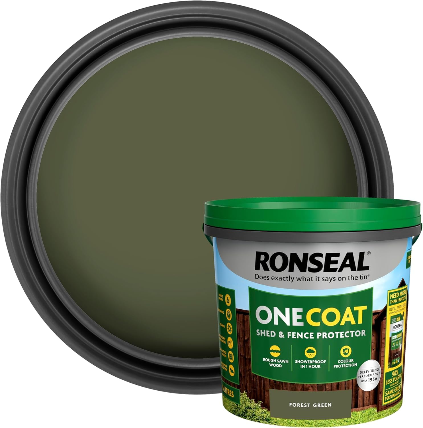 One Coat Fence Life Paint – 5L Forest Green – Durable, Weatherproof Wood Paint for Fences & Sheds – One Coat Coverage – Fade-Resistant, Quick-Drying Outdoor Protection