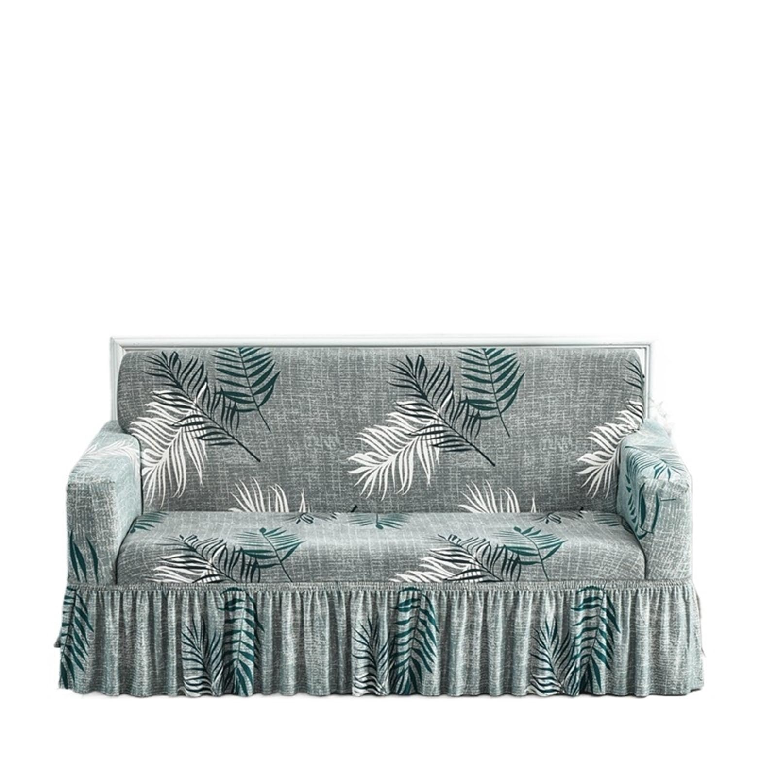 GCYEIDMA Skirt Sofa Cover 1pc Geometric Printed Seat Sofa Skirt Protector Stretch Couch Cover(Color 8,L (190-230cm))