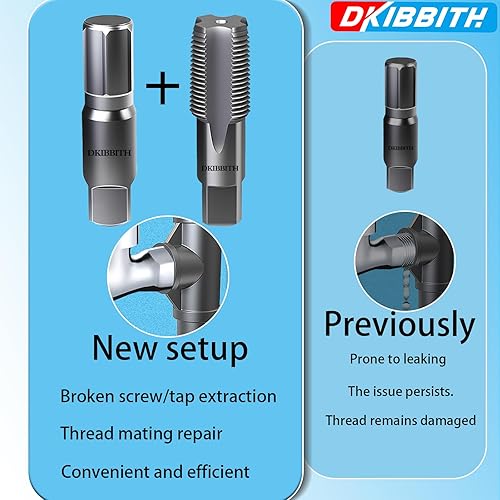Miniatura 3 de DKIBBITH Juego de extractor de tubos de 2 piezas y grifo NPT de 1 pulgada - Herramientas de acero al carbono resistentes para quitar tubos roscados